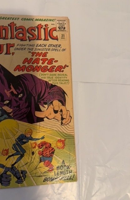 Fantastic Four #21 (1963) The Hate Monger w Sgt Fury see description