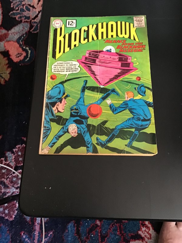 Blackhawk #168 (1962) 1st whirling dervish machine, Blackhawk museum! FN- Wow!