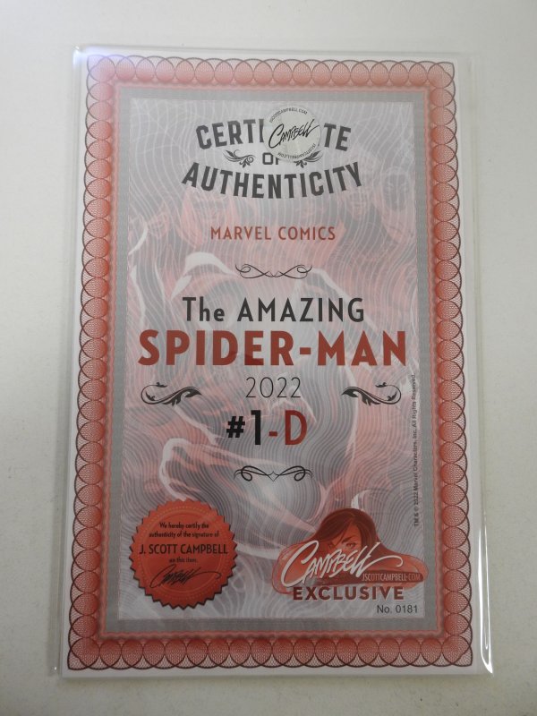 The Amazing Spider-Man #1 Campbell Cover D (2022) Signed by Campbell Cert sealed