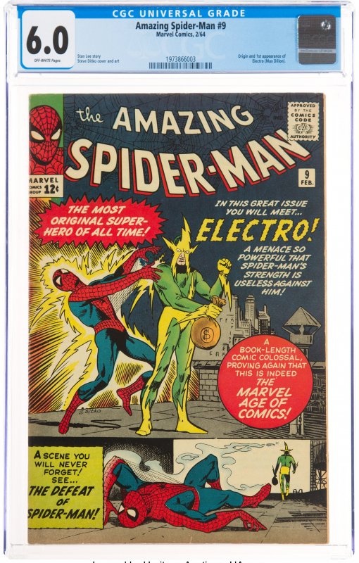 The Amazing Spider-Man #9 (Marvel, 1964) CGC FN 6.0 Off-white pages. Origin a...