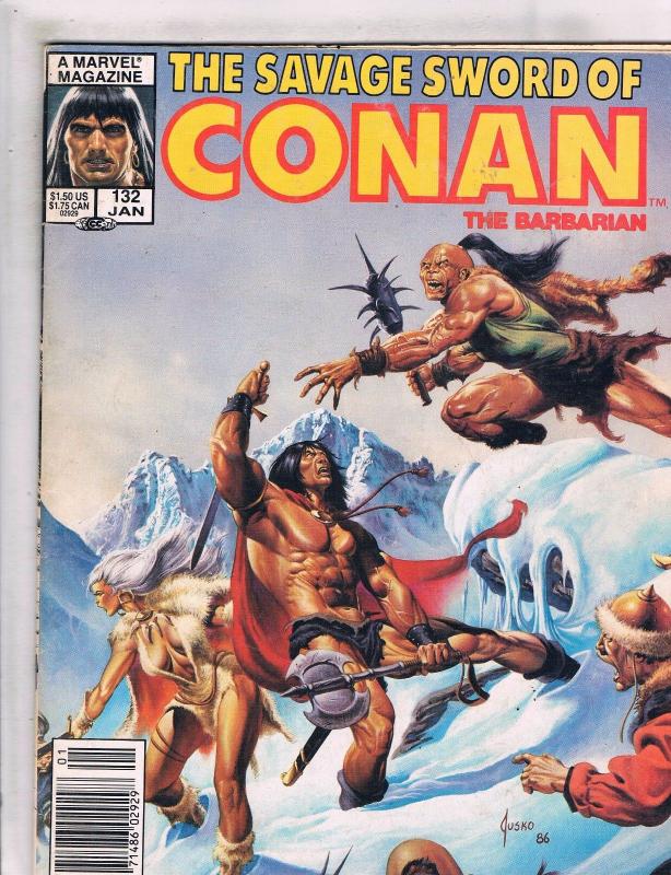 5 Savage Sword Of Conan Marvel Comic Book Magazines # 129 130 131 132 133 J144