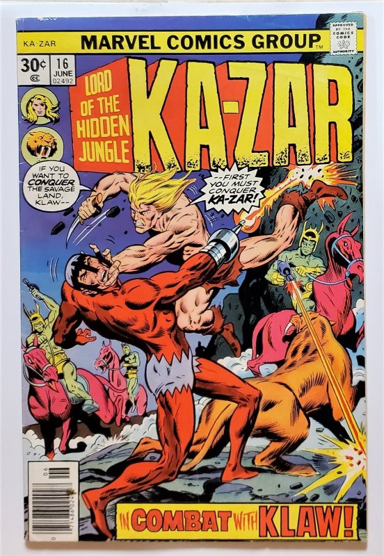 Ka-Zar #16 30 cent cover price (June 1976, Marvel) GD