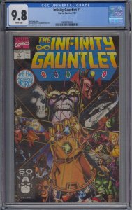 INFINITY GAUNTLET #1 CGC 9.8 AVENGERS THANOS GEORGE PEREZ WHITE PAGES