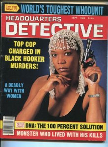 Headquarters Detective 9/1989-Spicy babe-black hooker murders-pulp crime-VG