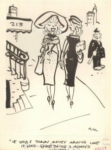 2 Sophisticated Babes on Street - Humorama 1958 art by Reamer Keller 