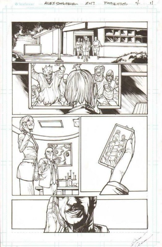 Pandemica #4 pg 11 Original Art Alex Sanchez bestselling author Jonathan Maberry 