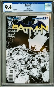 Batman #1 Greg Capullo Sketch Cover (2011) CGC 9.4! White Pages!