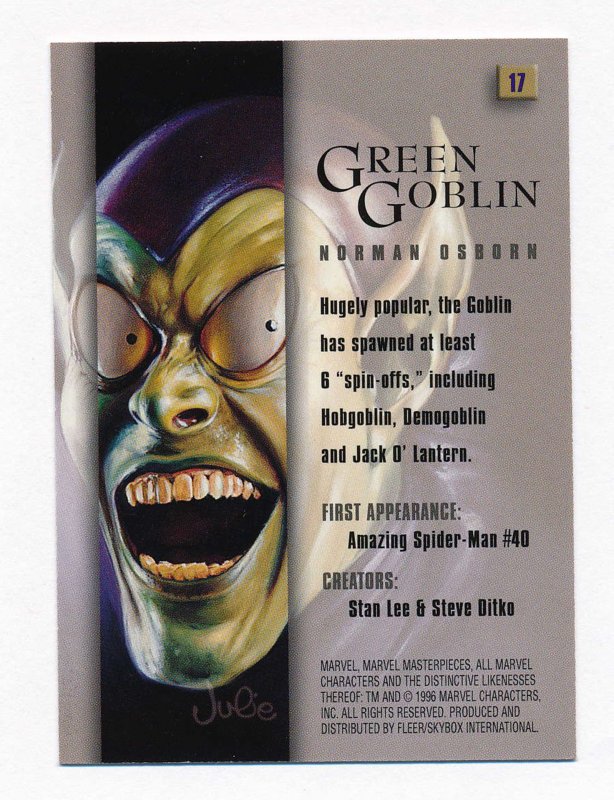 1996 Marvel Masterpieces #17 Green Goblin