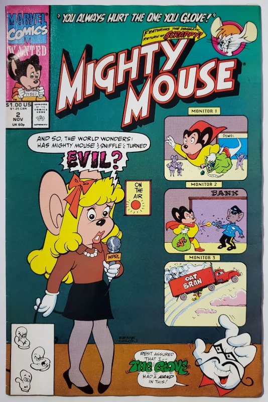 Mighty Mouse #2 Direct Edition (1990) You Always Hurt The One You Glove FN