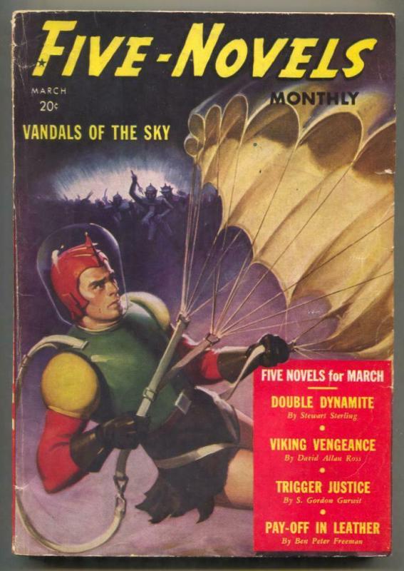 Five Novels Pulp March 1940- VANDALS OF THE SKY- Parachute cover