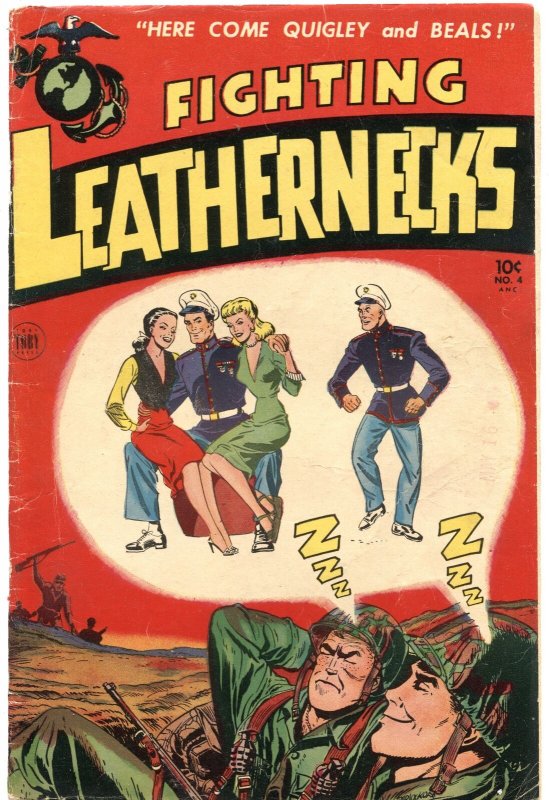 FIGHTING LEATHERNECKS #4-1952-PIN UP GIRL ART-BONDAGE-TORTURE-WAR