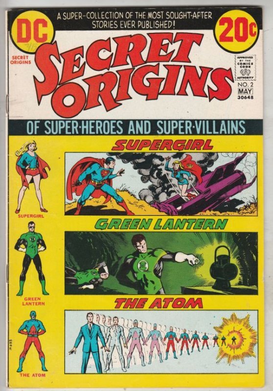 Secret Origins #2 (May-73) VF/NM High-Grade Supergirl, The Atom, The Green La...