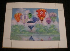 HAPPY BIRTHDAY Painted Hot Air Balloons 10x7.5 Greeting Card Art #22753