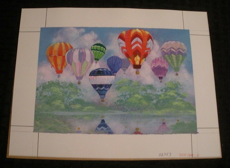 HAPPY BIRTHDAY Painted Hot Air Balloons 10x7.5 Greeting Card Art #22753