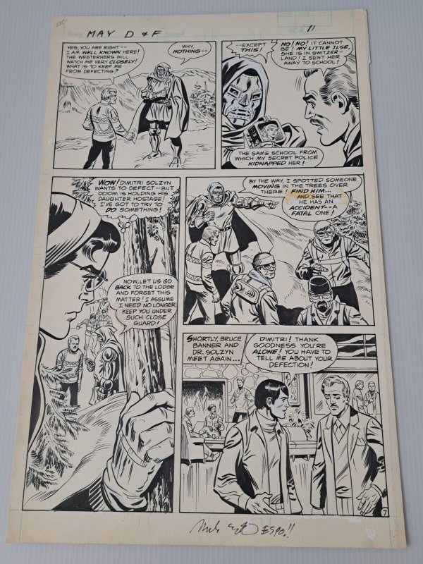 SPIDER-MAN AND INCREDIBLE HULK PAGE #11 DENVER POST MAY D&F DR DOOM ORIGINAL ART