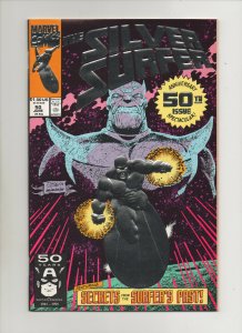 Silver Surfer #50 - Silver Foil Thanos Cover! - (Grade 9.2) 1991