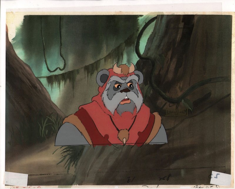 Star Wars: Ewoks Animation Cell Over Xeroxed Background - Chief Chirpa