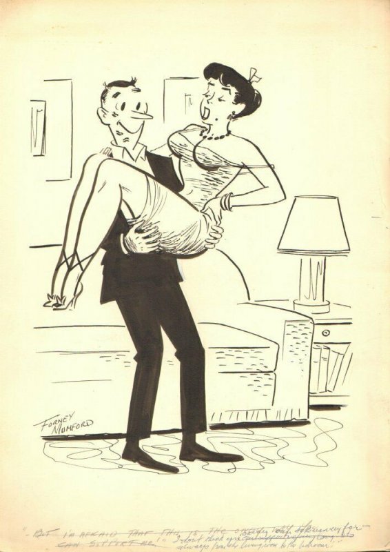 Sexy Brunette Getting Supported 1958 Humorama art by Forney Mumford
