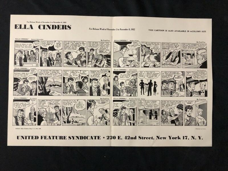 Ella Cinders Newspaper Comic Dailies Proof Sheet 11/3/1952