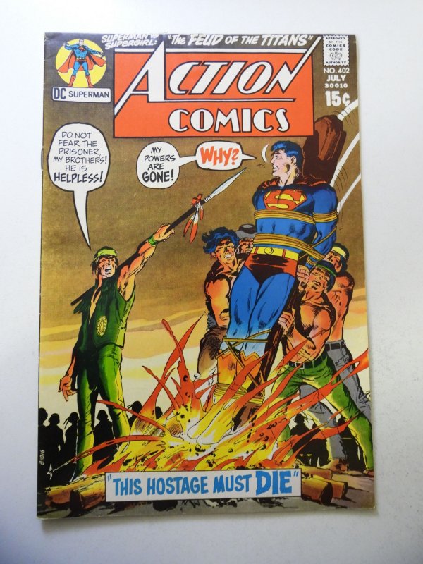 Action Comics #402 (1971) VG Cond 1/2 tear through bc and two interior pages