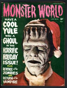 MONSTER WORLD #6-1965-FRANKENSTEIN CHRISTMAS COVER-TARANTULA-VAMPIRE-ZOMBIE VG