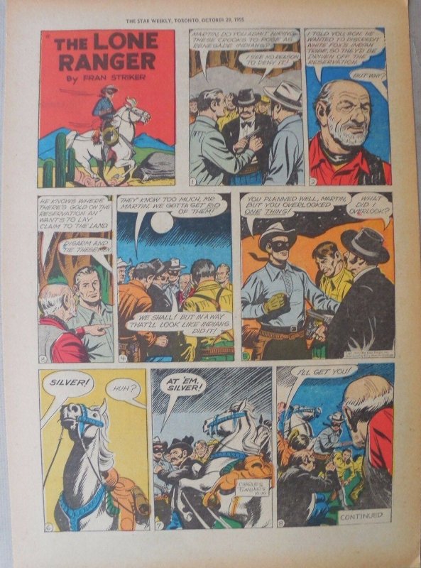 Lone Ranger Sunday Page by Fran Striker and Charles Flanders from 10/30/1955