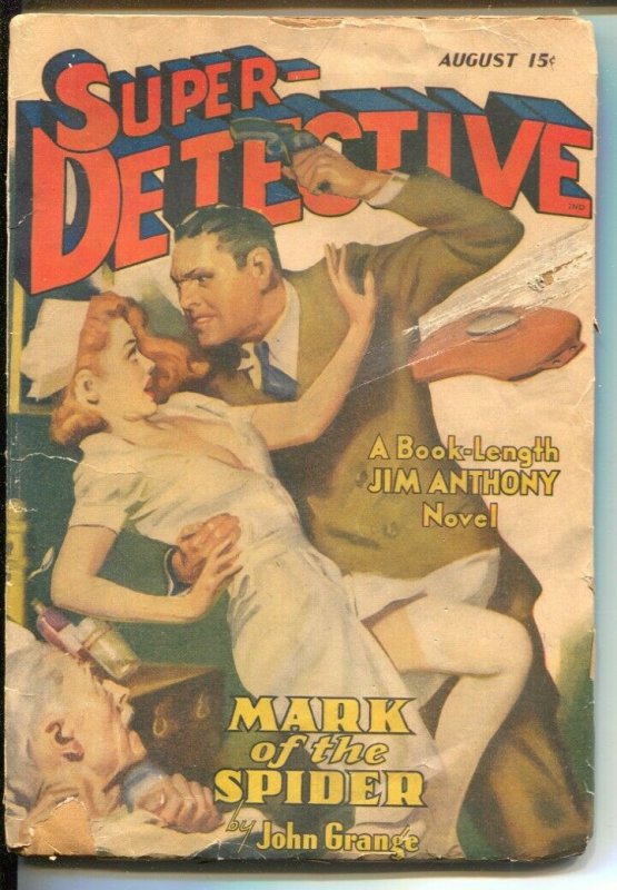 Super-Detective 8/1942-WWII era-Jim Anthony story-John Grange-hero pulp-GGA-FR/G