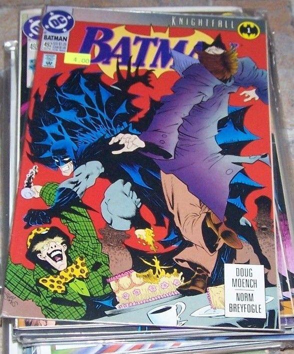 Batman #492  1993, DC knightfall pt 1 mad hatter  bane JOKER RIDLER 