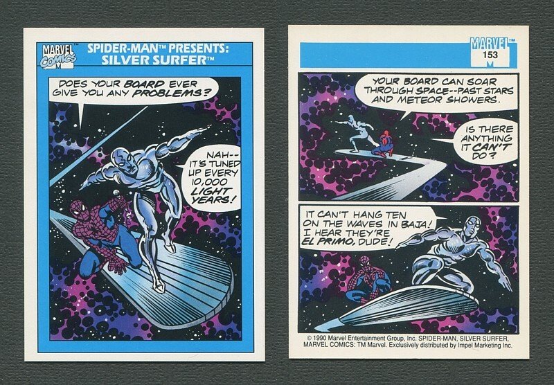 1990 Marvel Comics Card  #153 (Spiderman Presents: Silver Surfer) / NM-MT