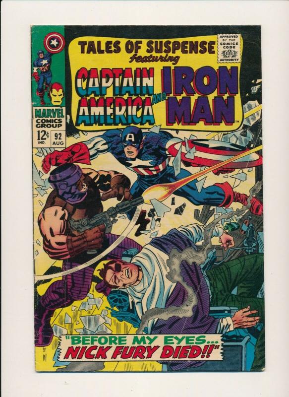 MARVEL TALES OF SUSPENSE ft. Cpt. America & Iron MAN #92 G/VG (PF694) 