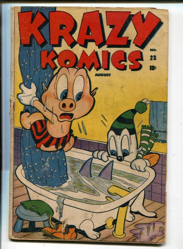 Krazy Komics #23 1946-Timely-shark cover-Ziggy Pig-Silly Seal-slapstick-G/VG