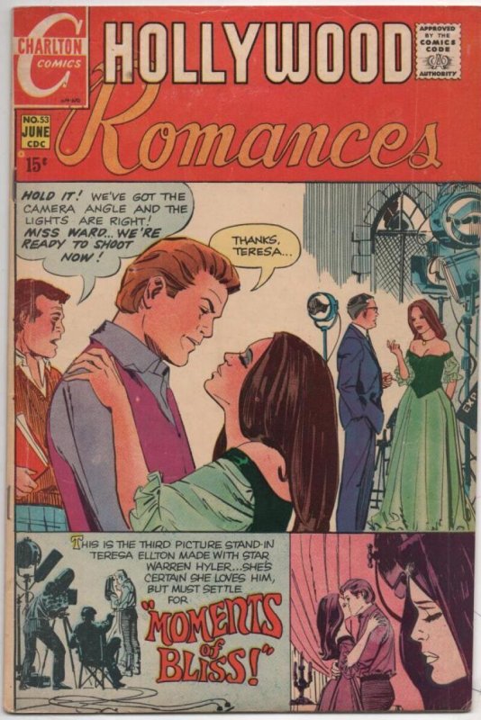 HOLLYWOOD ROMANCES #53, VG+, Charlton, Bliss, 1970