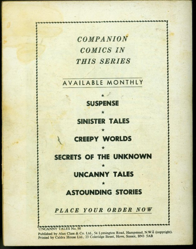 Uncanny Tales #98- Robot cover British Marvel/Atlas Comic VG