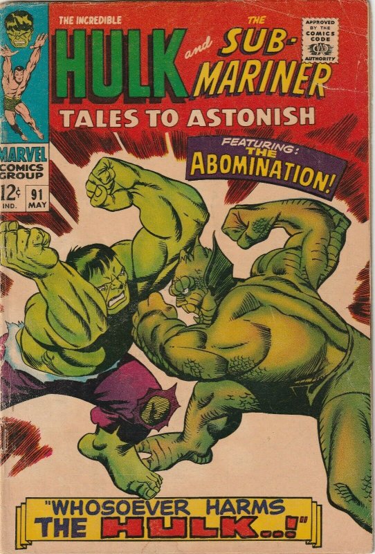 Tales To Astonish # 91 VG 1967 1st Cover App Of Abomination Shang-Chi Movie