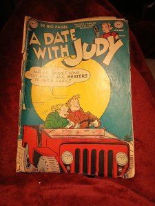 A DATE WITH JUDY #22 1951 DC Golden Age Comic TV Humor JEEP COVER Good Girl Art