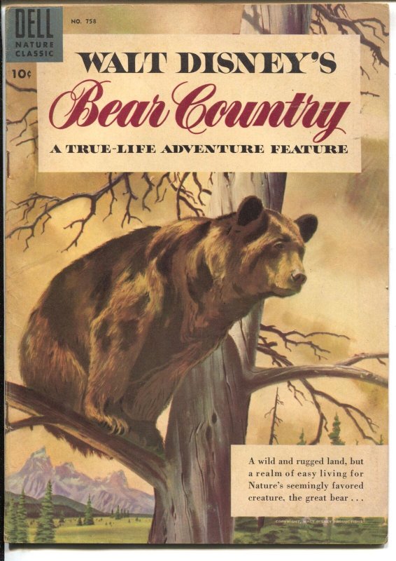 Four Color Comics-Bear Country # 758-Dell-Disney True Life Adventure-FN