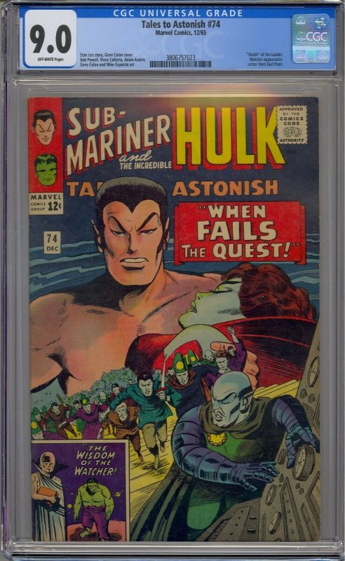 TALES TO ASTONISH #74 CGC 9.0 DEATH OF THE LEADER