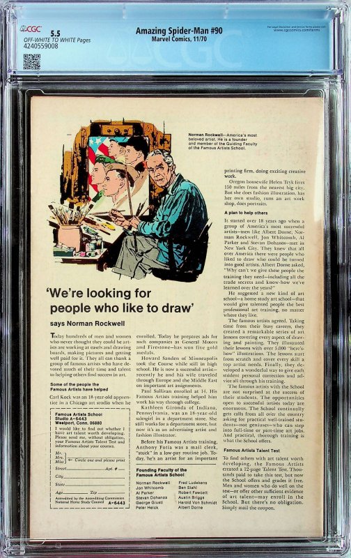 The Amazing Spider-Man #90 (1970) - CGC 5.5 - Cert#4240559008