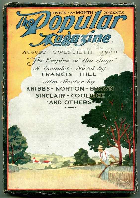Popular Pulp Magazine August 20 1920- Empire of the Sage VG+