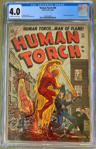 Human Torch #36 (1954) CGC 4.0 -- O/w to white pages; Carl Burgos Sub-Mariner