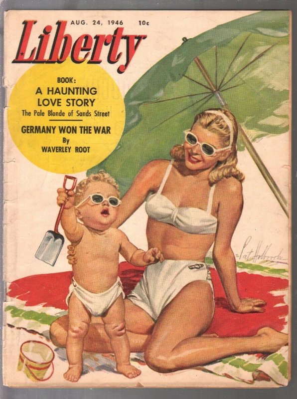 Liberty 8/24/1946-pulp fiction-Pat HolbrooK swimsuit cover-early feature on h...