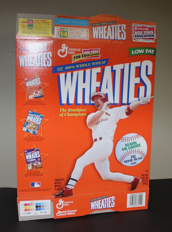 Mark Mcgwire 1998 70 Home Runs Wheaties Box Display Box 