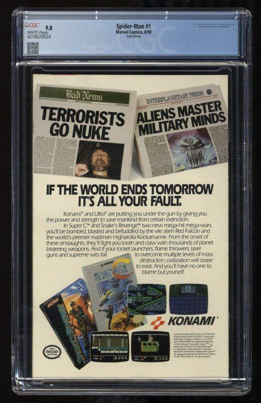 Spider-Man (1990) #1 CGC NM/M 9.8 White Pages Gold Variant