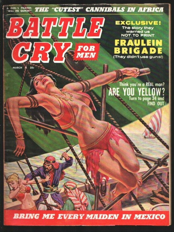 Battle Cry 3/1960-Spicy  slave girl cover-Clarence Doore art-cheesecake pix-p...