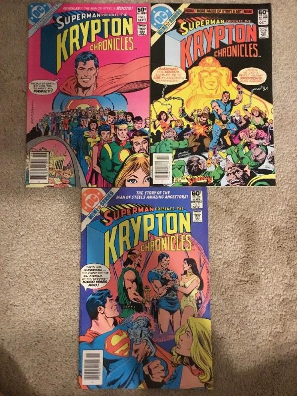 DC Superman Presents The Krypton Chronicles 1-3 Complete Set * 1981 * Newsstand