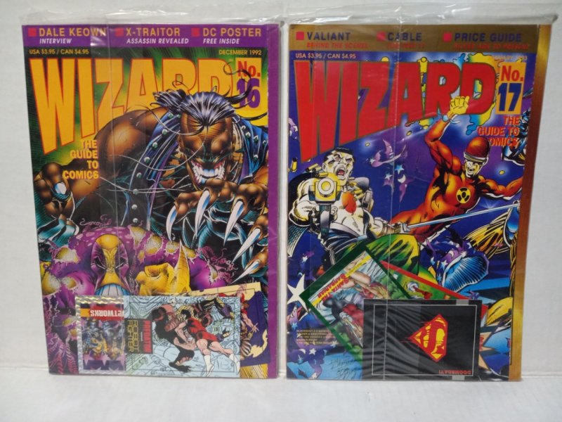 WIZARD MAGAZINE #16 & #17 - PITT & VALIANT COVERS - POLY BAGGED - FREE SHIPPING 