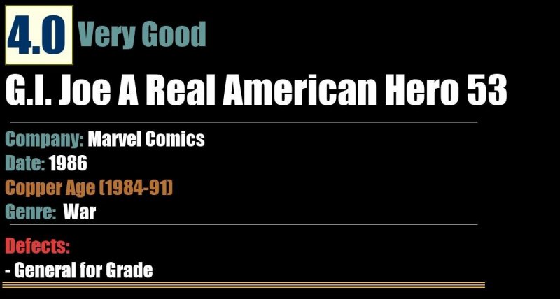 G.I. Joe A Real American Hero 53 (1986) VG 4.0 Marvel Comics