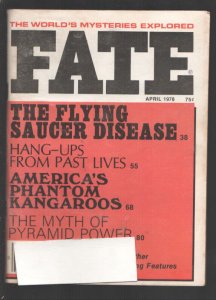 Fate 4/1978-Flying Saucer Defense-Phantom Kangaroos-Mystic-occult-pulp myster...