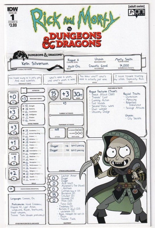 Rick And Morty vs Dungeons & Dragons #1 B August 2018 IDW Oni Press Adult Swim