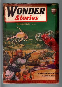 WONDER STORIES 1935 APR-FRANK R PAUL-SCI FI PULP-SPACE G